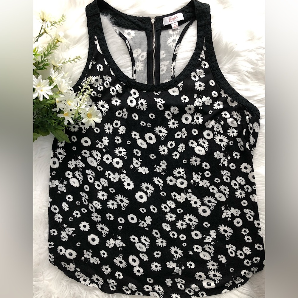 Sweet Daisies Sleeveless Summer Embroidered Floral Tank Top Size XLarge